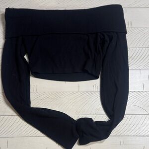 Garage Black Off-Shoulder Crop Top
